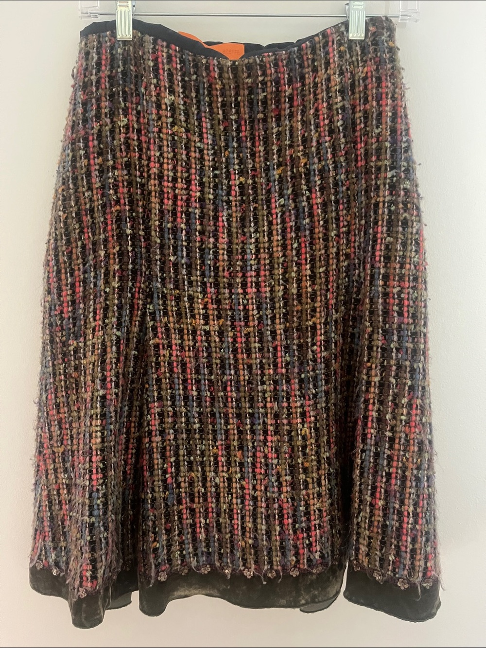 Cynthia Steffe Tweed Pleated Skirt Velvet Sequins